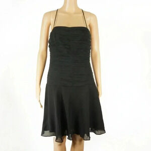 NW Vintage A.B.S by Allen Schwartz Spaghetti Strap Rouched Black Evening Dress